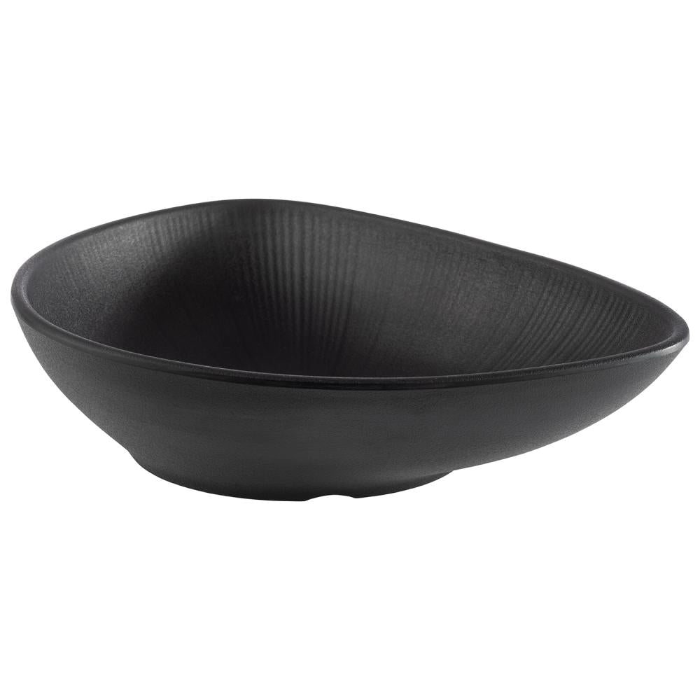 Schwarze, asymmetrische Schale aus Melamin.
