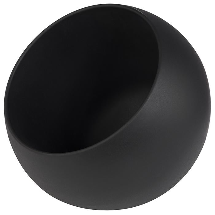 Schwarze, runde Schale aus Kunststoff.