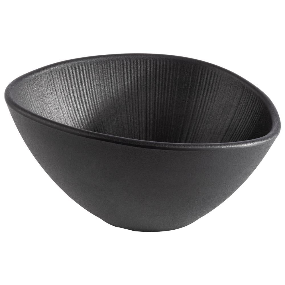 Schwarze, geriffelte Schale aus Melamin.