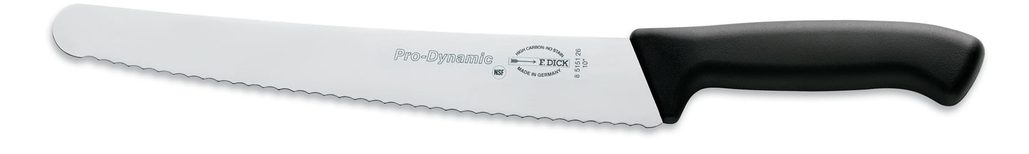 Gezacktes Messer mit schwarzem Griff.