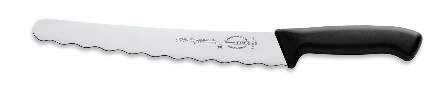 Gezacktes Messer mit schwarzem Griff.