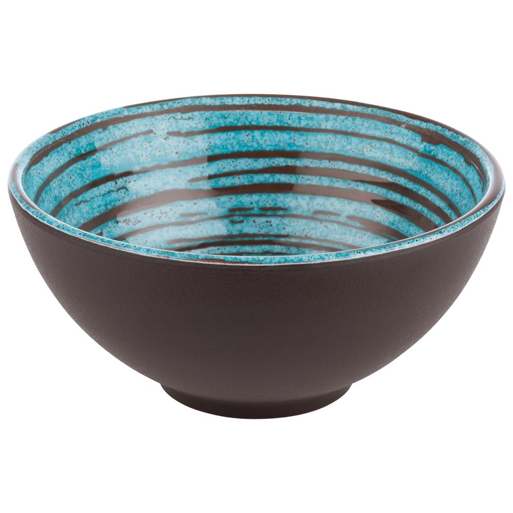 Schüssel mit blauem Innenmuster.