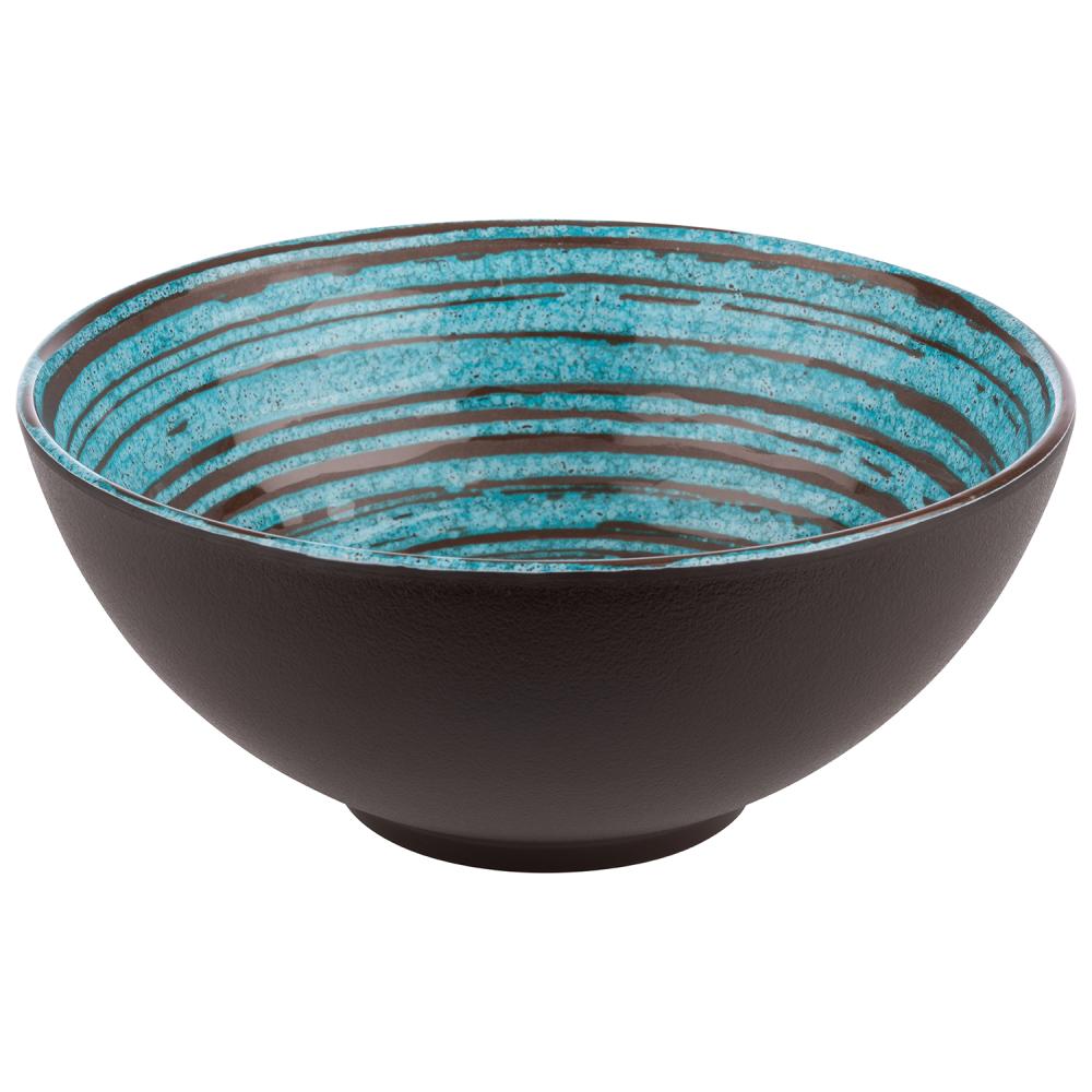 Schüssel mit blauem Innenmuster.