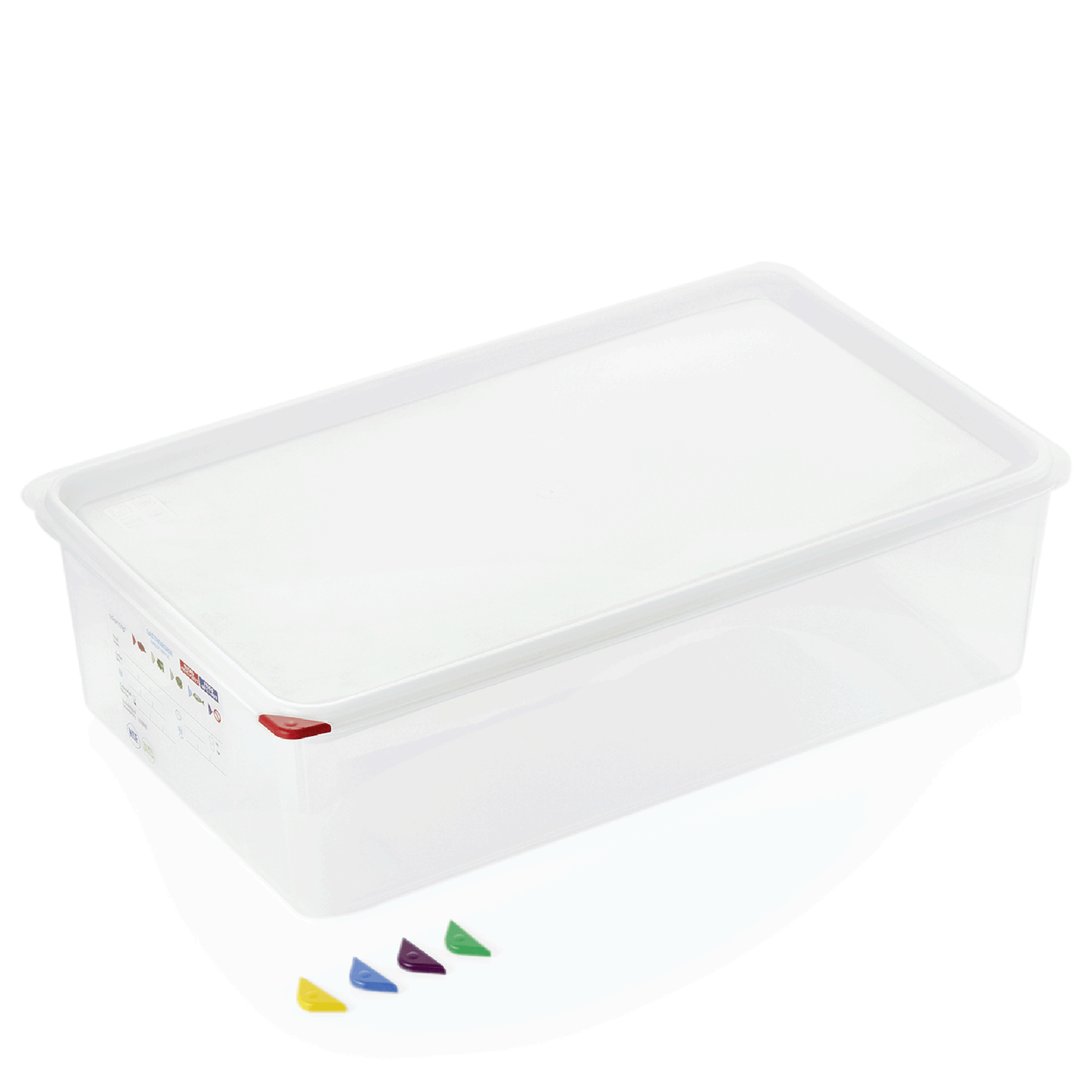 Transparente Aufbewahrungsbox mit Deckel.