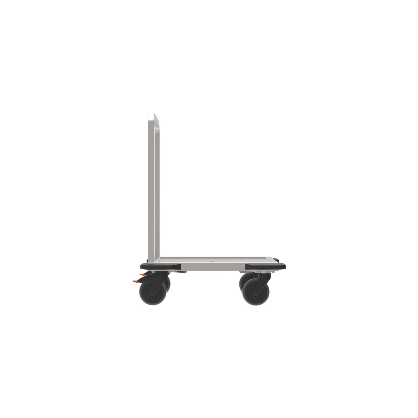 Transportwagen mit Rollen, seitliche Ansicht.