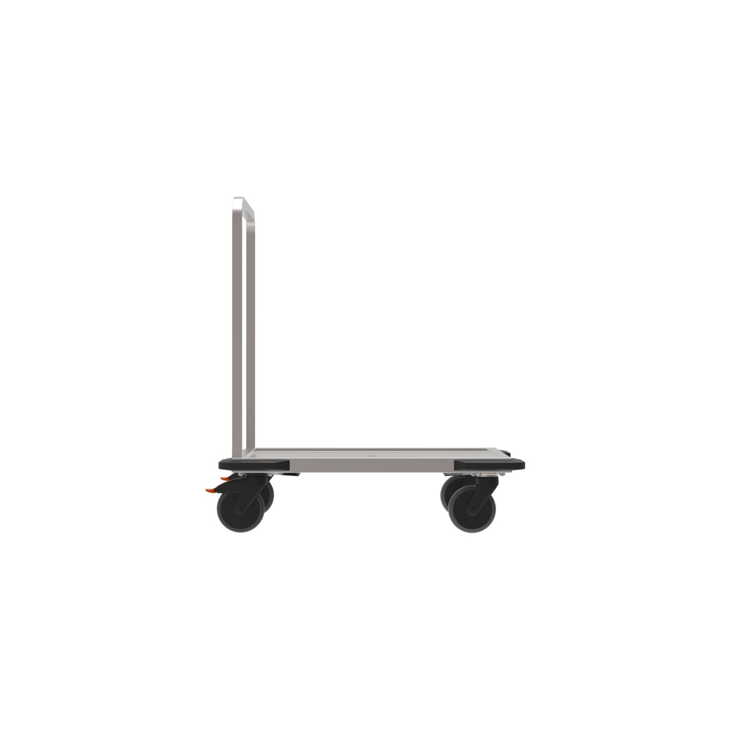 Transportwagen mit Rollen, seitliche Ansicht.