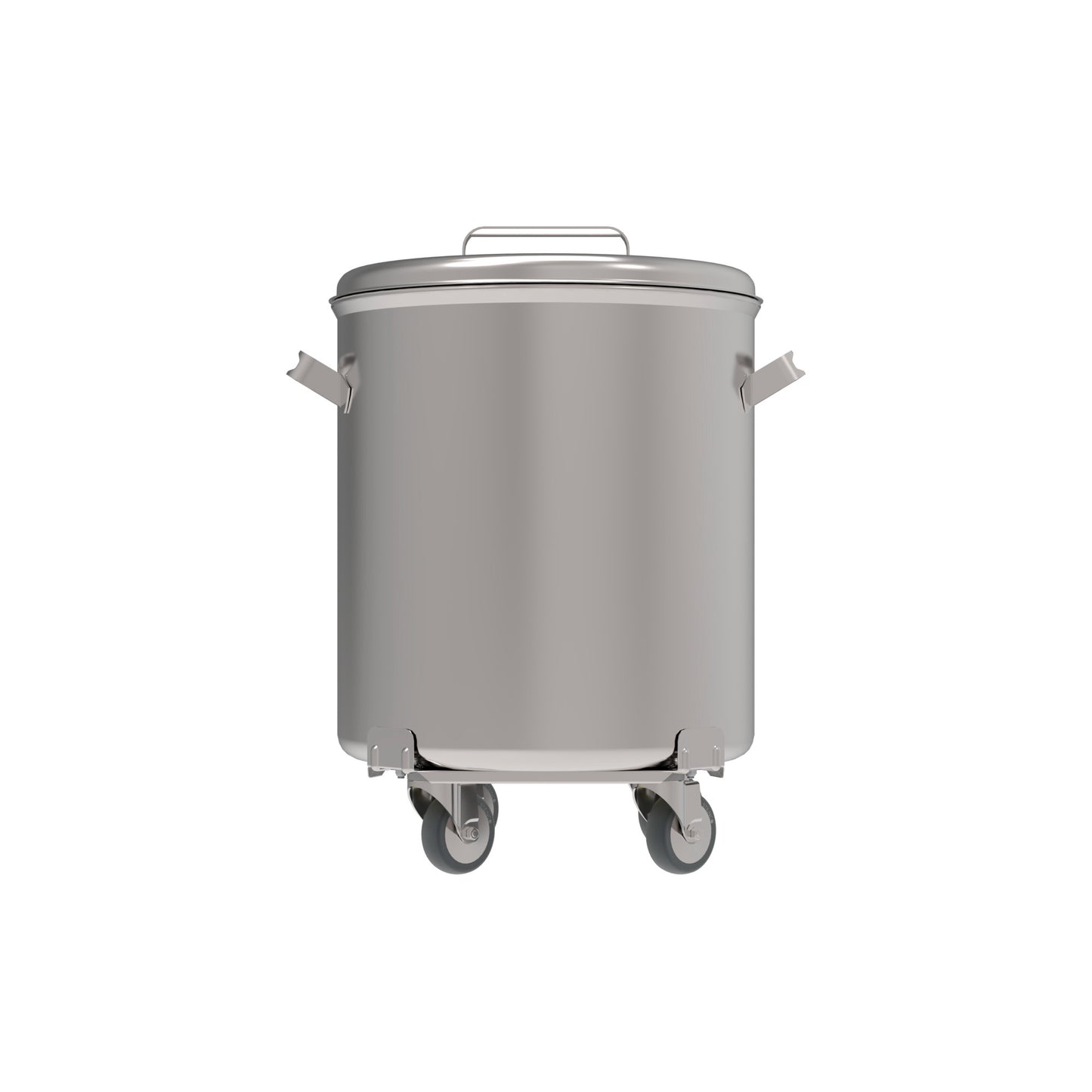 Edelstahlbehälter mit Rollen, Deckel.