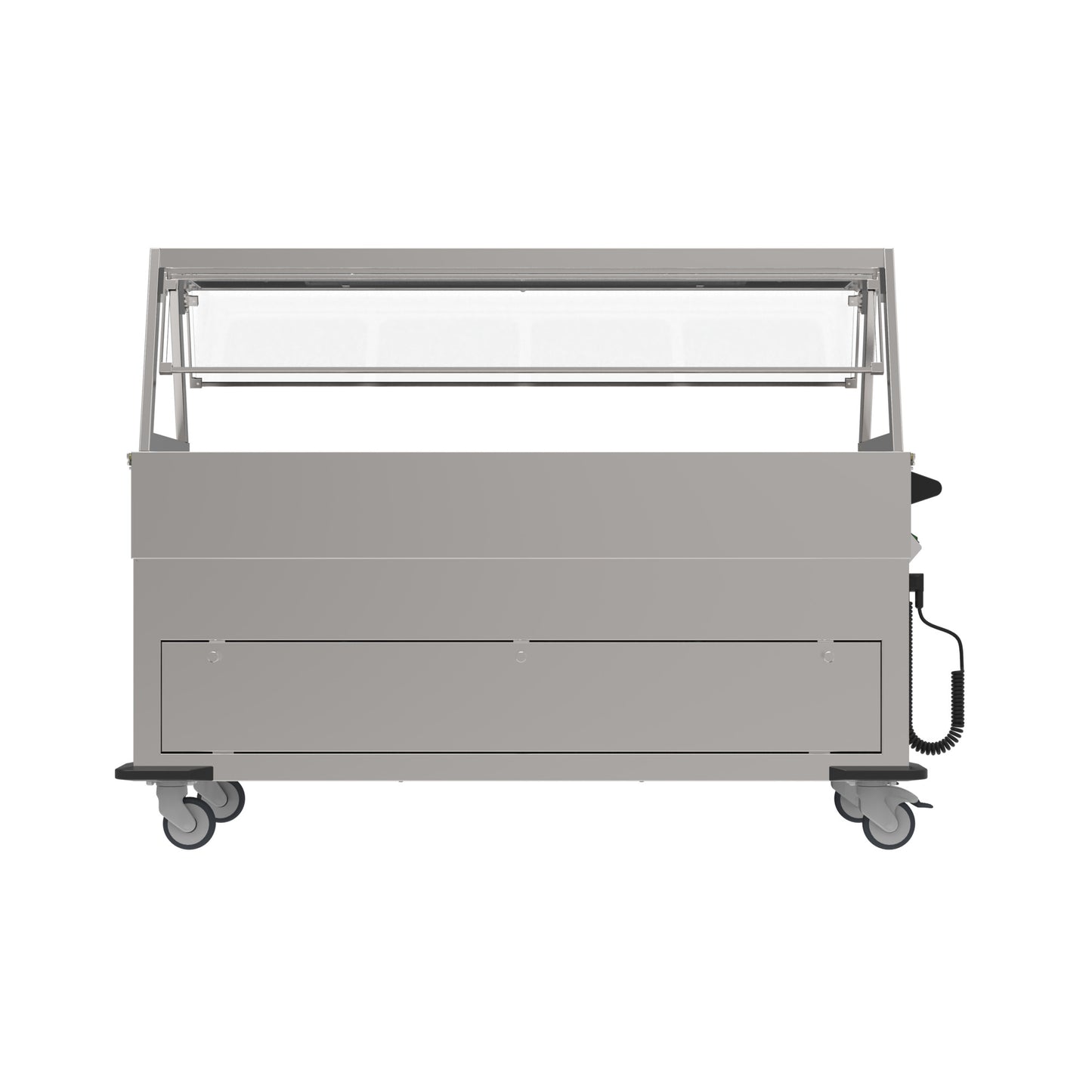 Mobiler Gastronomie-Servierwagen mit Abdeckung.