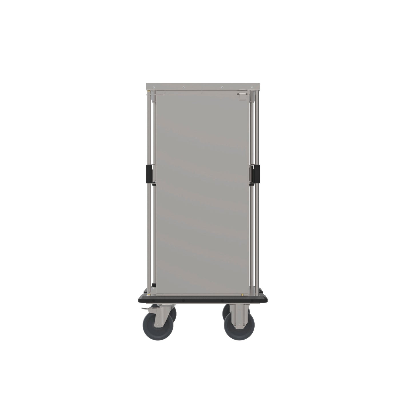 Rollbarer Edelstahl-Transportbehälter auf Rädern.