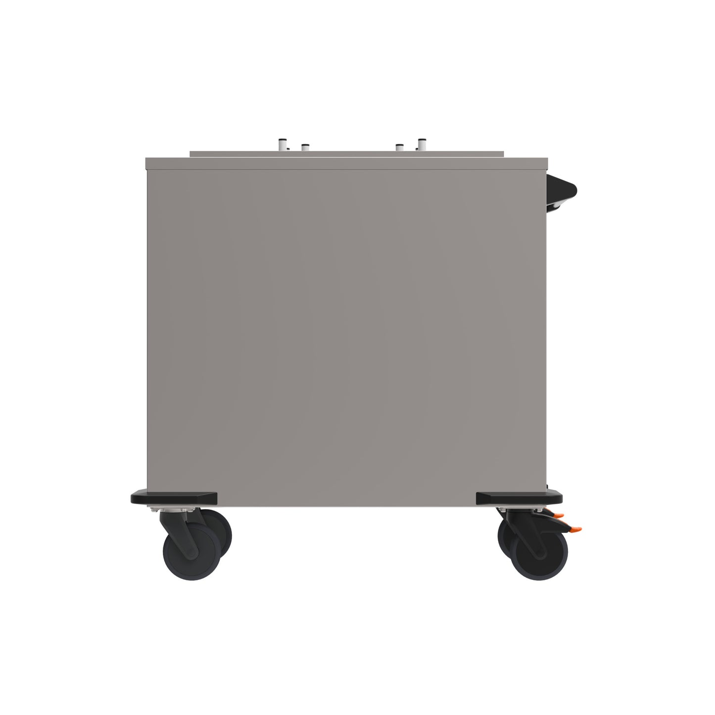 Grauer mobiler Gastronomie-Transportwagen.