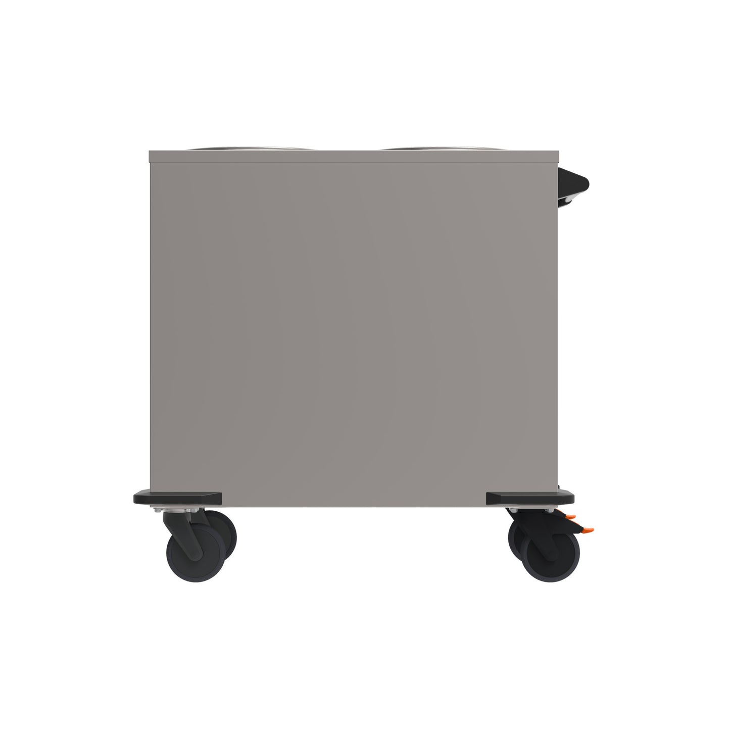 Grauer mobiler Gastronomie-Transportwagen.
