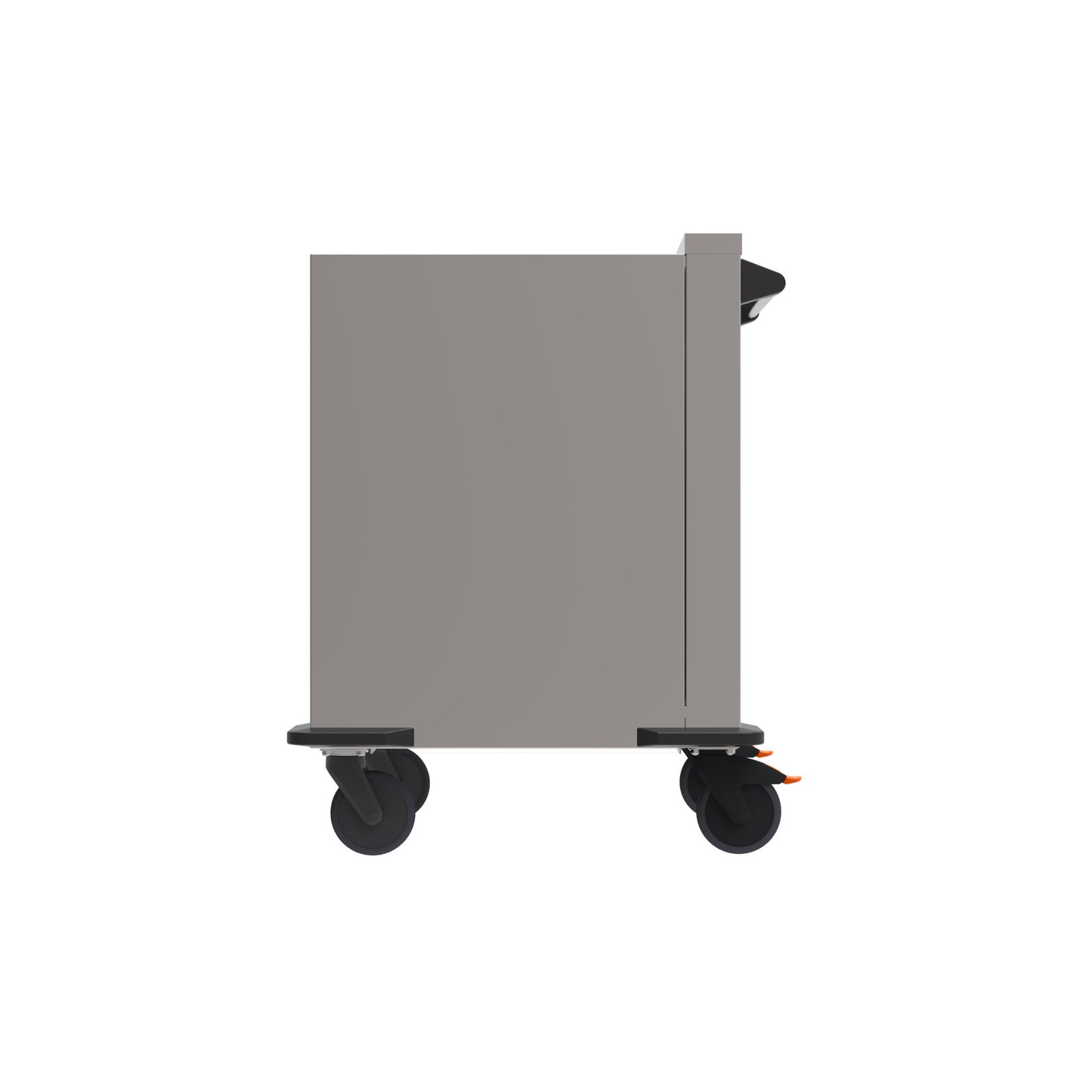 Grauer Rollwagen mit Rädern.