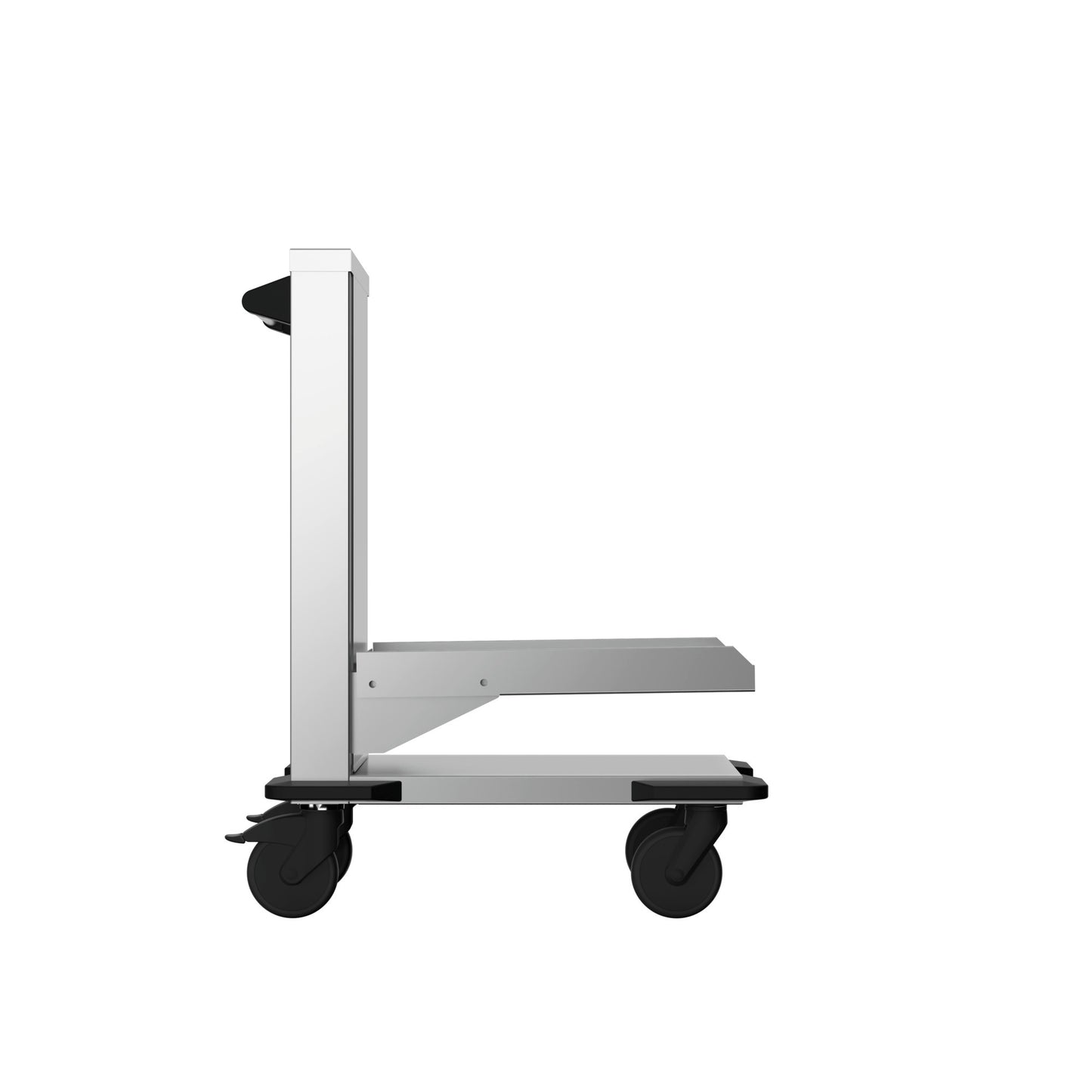 Silberner Servierwagen mit Rollen.