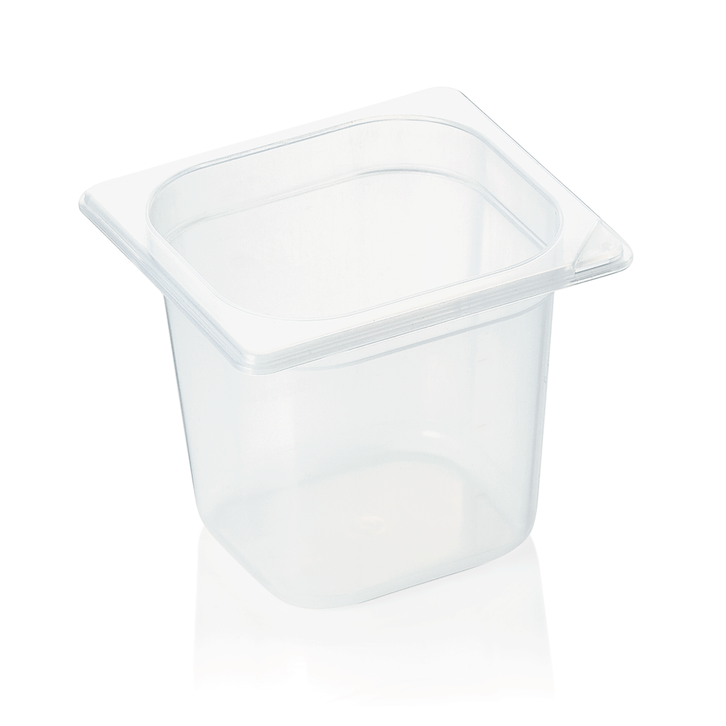 Transparenter Plastikbehälter für Lebensmittel.