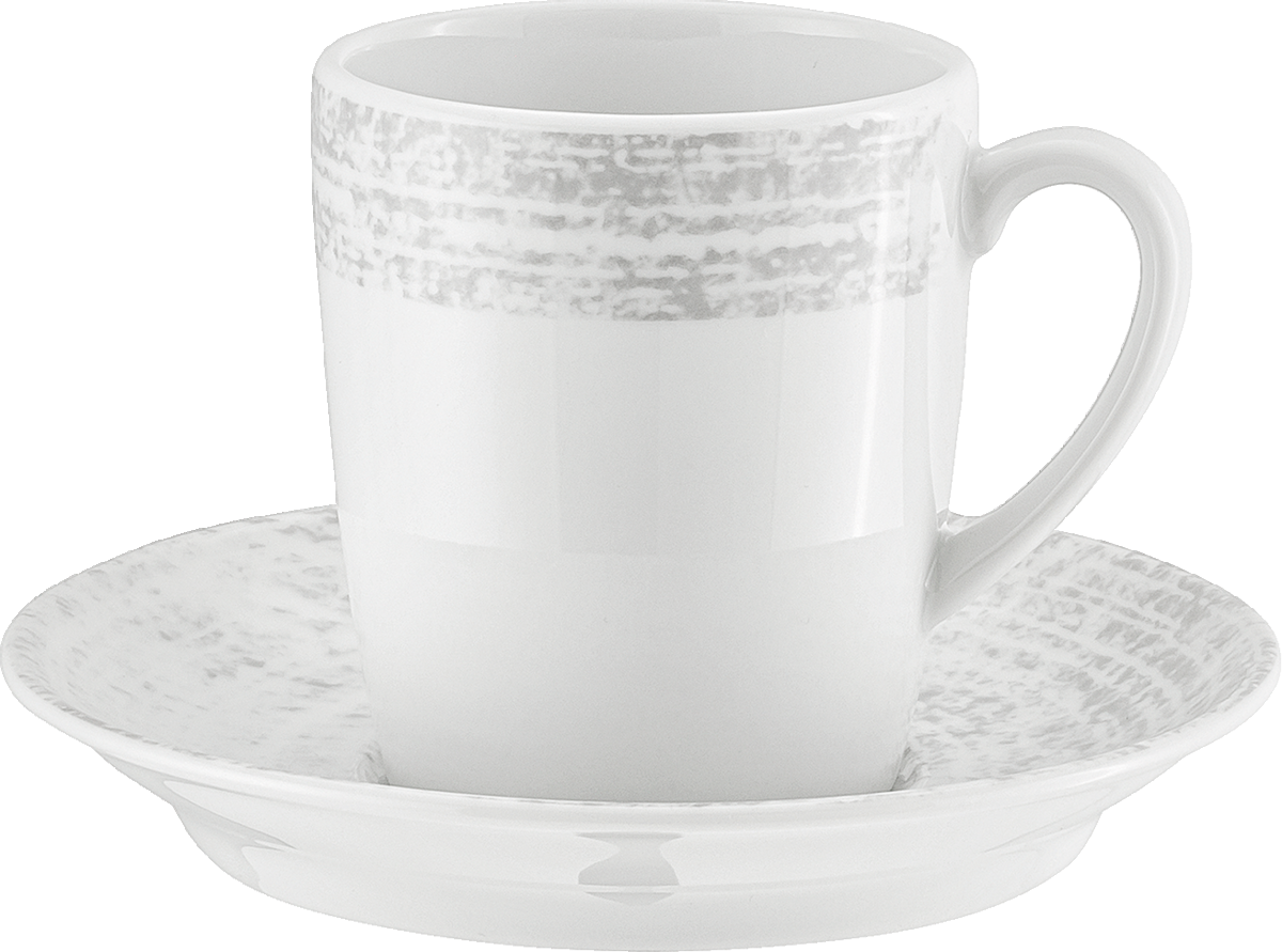 Weiße Tasse mit Untertasse.
