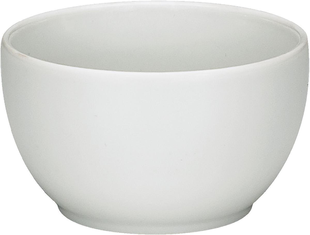 Weiße Porzellanschale, schlichtes Design.