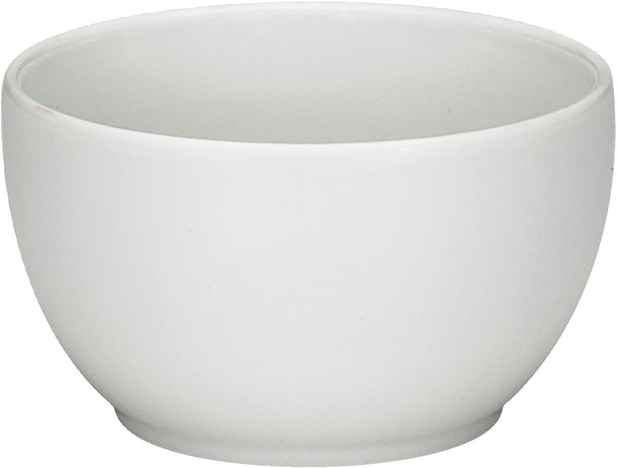 Weiße Porzellanschale, schlichtes Design.