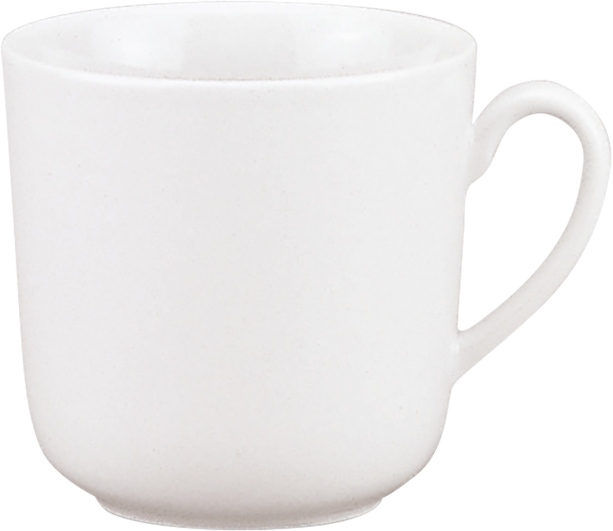Weiße Tasse mit Henkel.