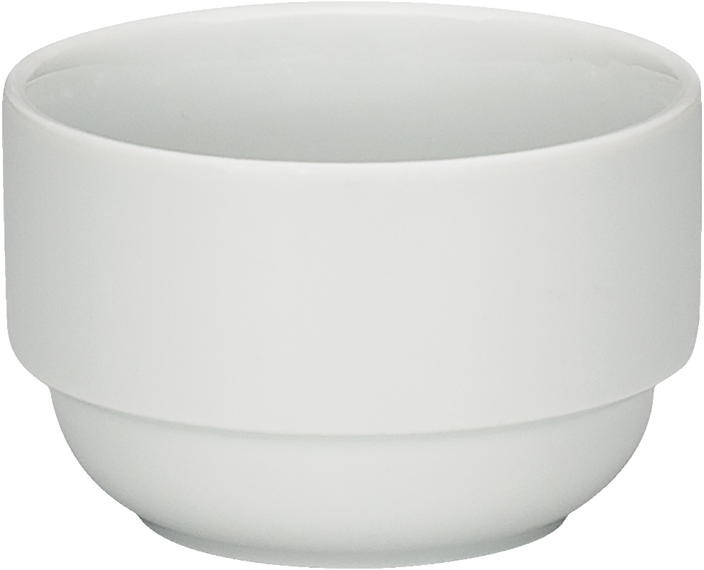 Weiße Porzellanschale, schlichtes Design.