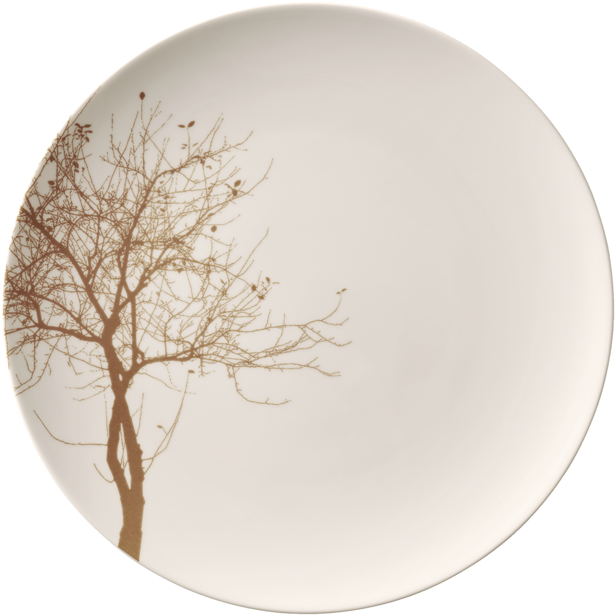 Teller mit Baum-Motiv, weiß.