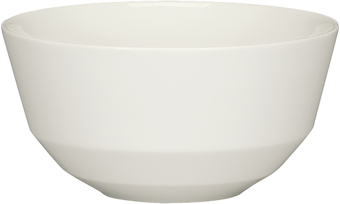 Weiße Porzellanschüssel, schlichtes Design.