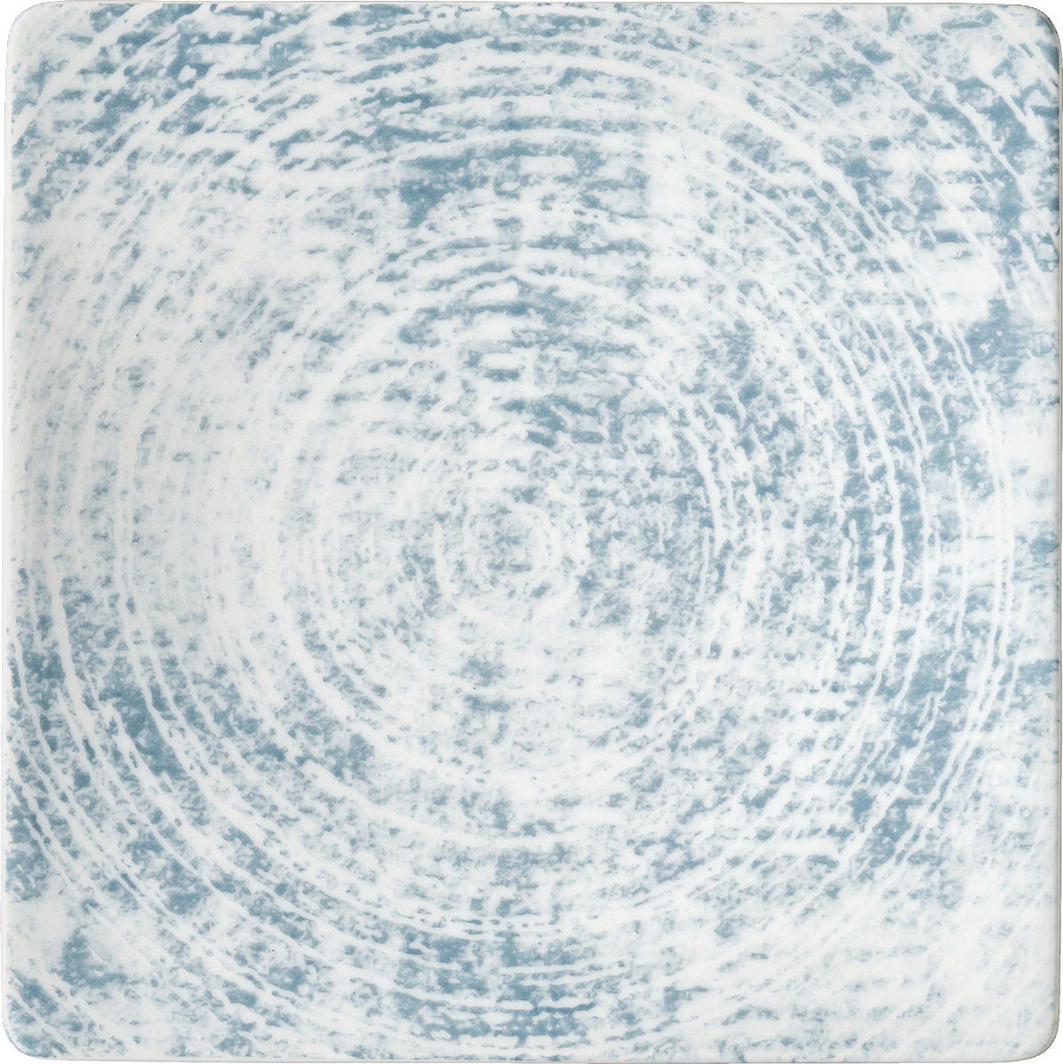 Blauer, gemusterter quadratischer Teller.