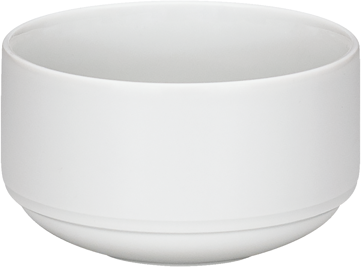 Weiße Porzellanschale, schlichtes Design.
