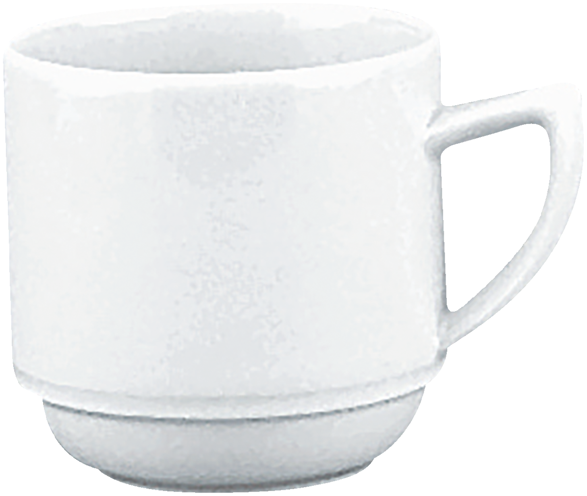 Weiße Tasse mit Henkel.
