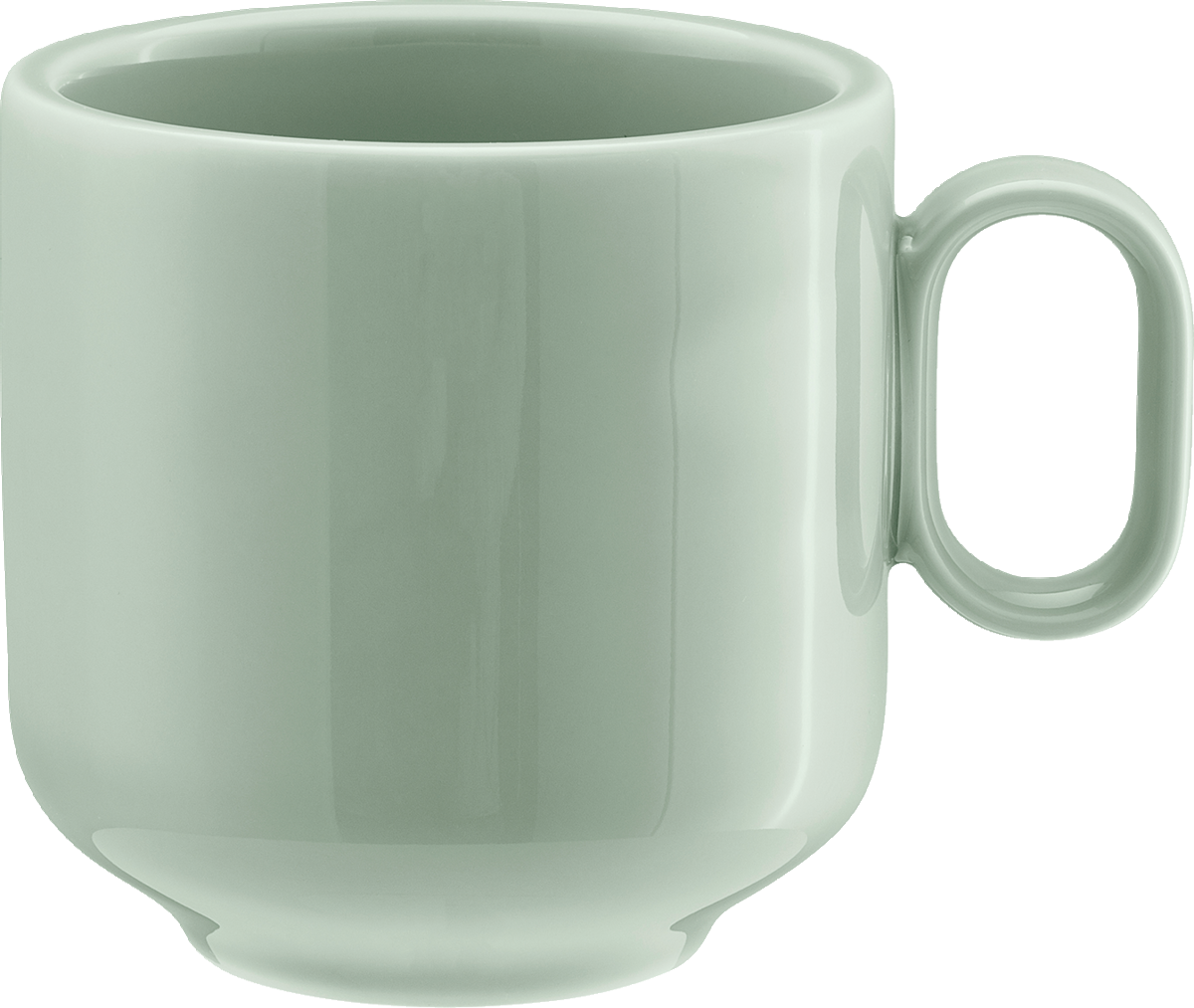 Grüne Tasse mit Henkel.