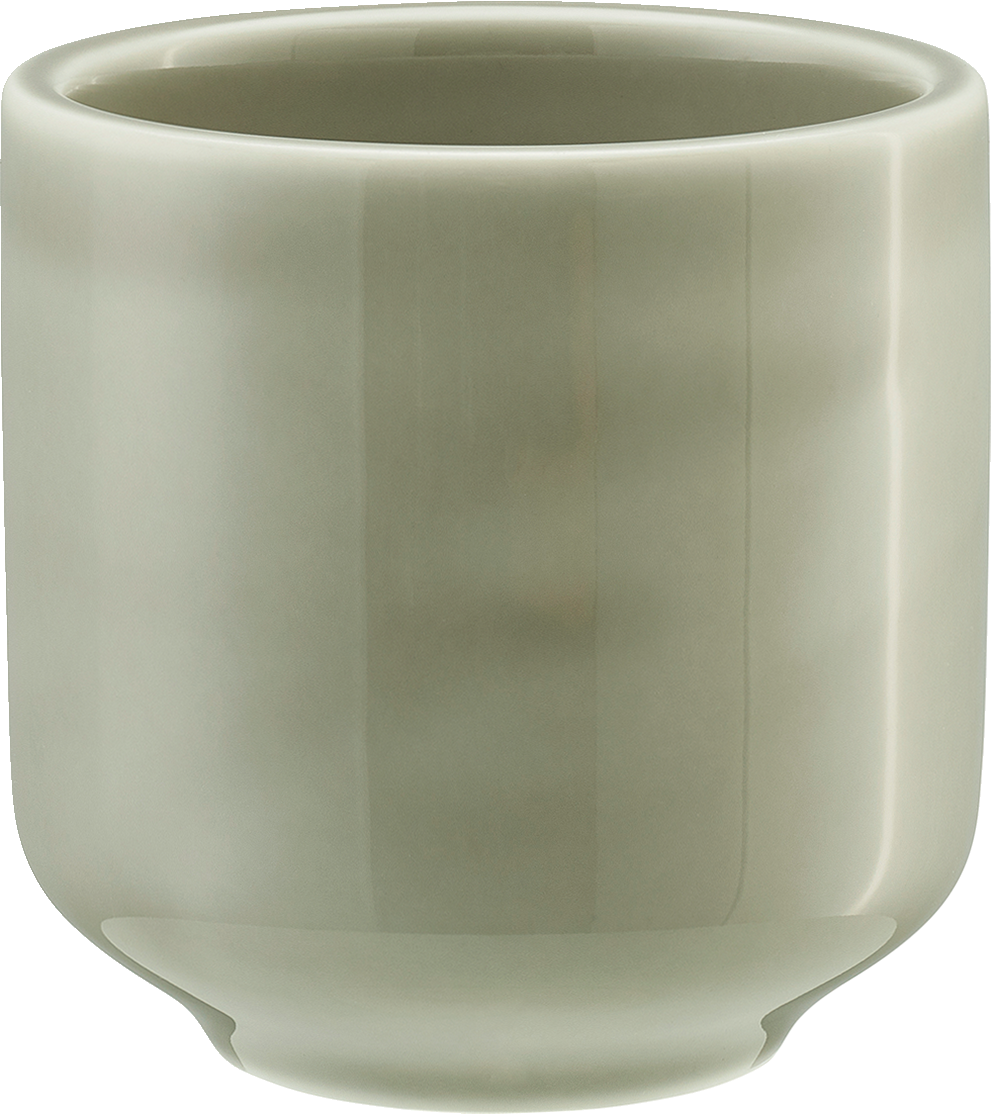 Grüne Tasse ohne Henkel.