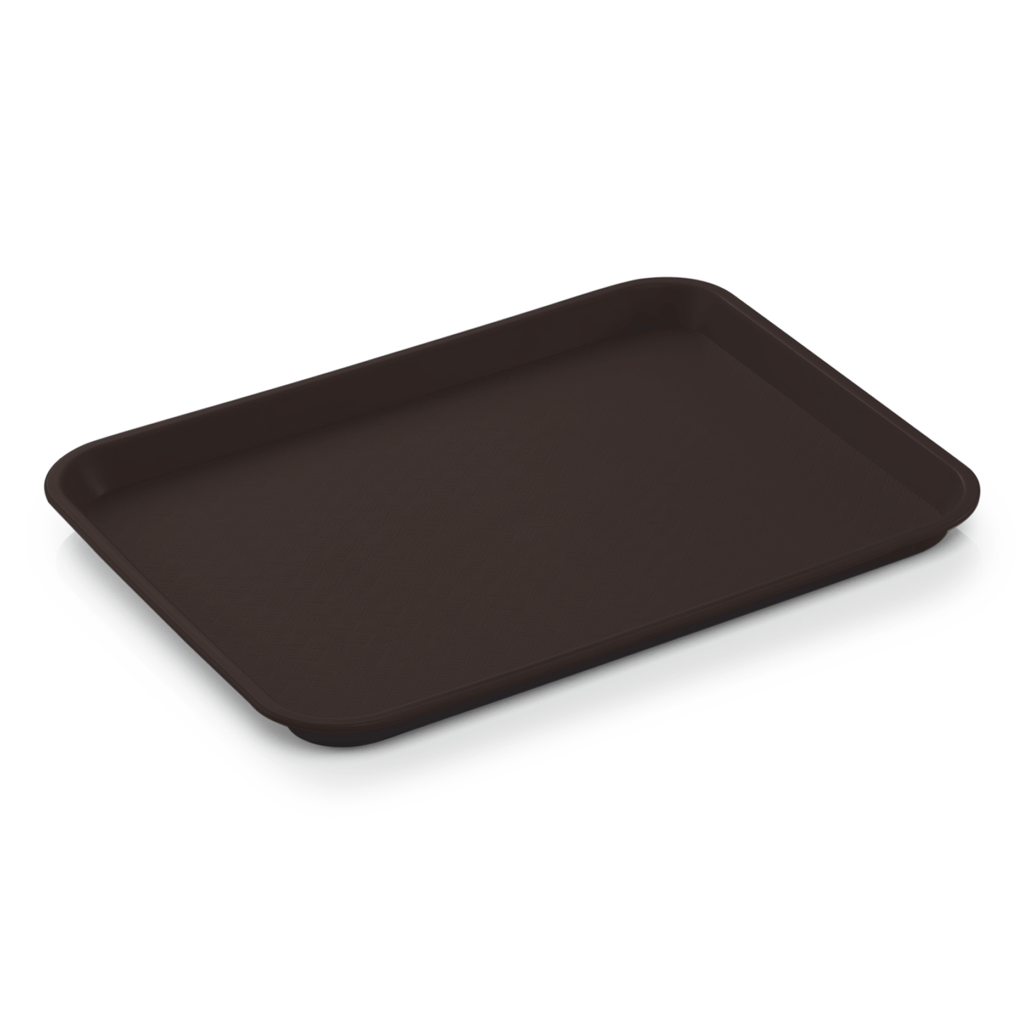 Schwarzes Tablett auf weißem Hintergrund.