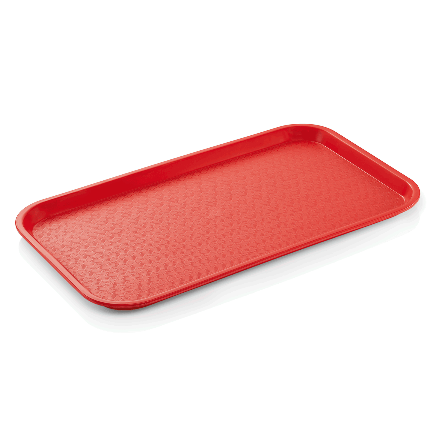 Rotes Tablett für Gastronomiebedarf.