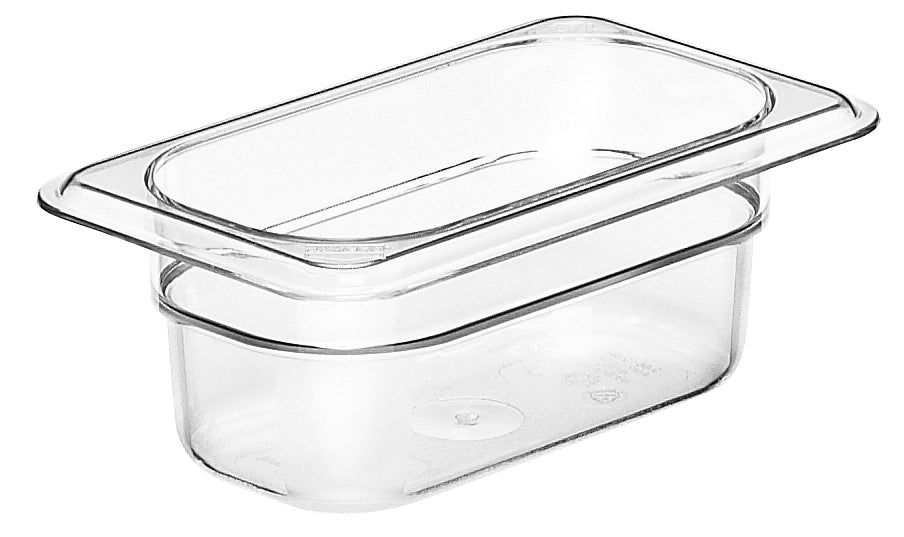 Transparente GN-Behälter aus Kunststoff.