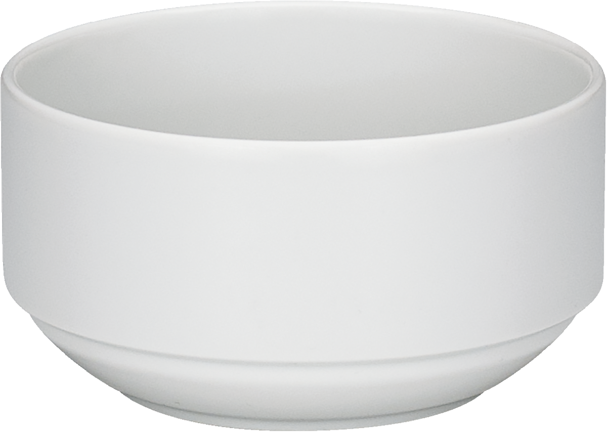Weiße Porzellanschale, schlichtes Design.