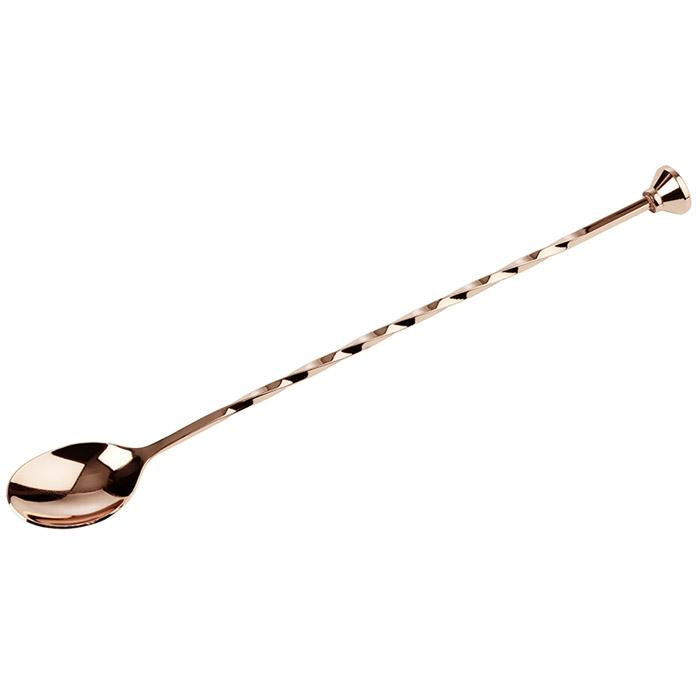 Kupferfarbener Barlöffel mit Spirale.