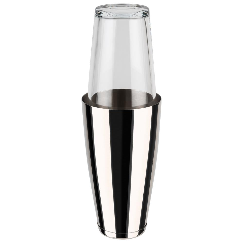 Cocktailshaker mit Glasaufsatz.