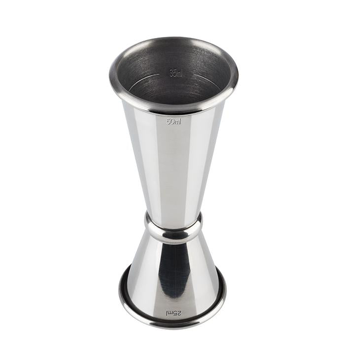 Doppelmessbecher aus Edelstahl, 25/50ml.