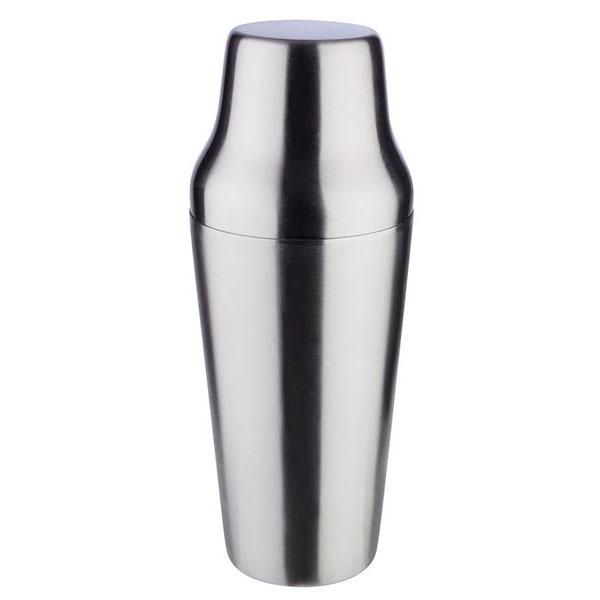 Silberner Cocktailshaker aus Edelstahl.