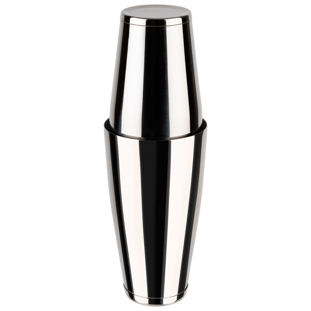 Cocktailshaker aus Edelstahl, glänzend.