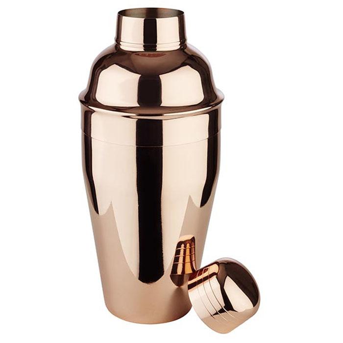 Kupferfarbener Cocktailshaker mit Deckel.