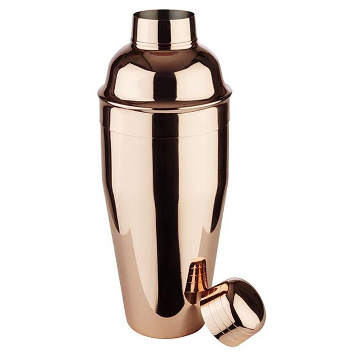Kupferfarbener Cocktailshaker mit Deckel.