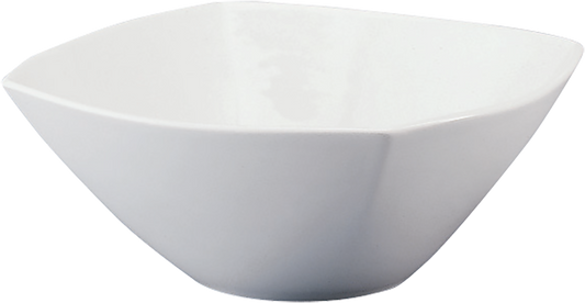 Weiße, sechseckige Porzellanschale.