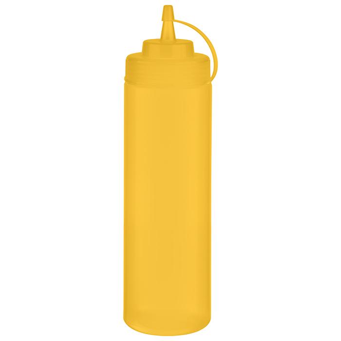 Gelbe Squeeze-Flasche für Soßen.