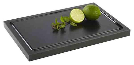 Schwarzes Tablett mit Limette, Minze.