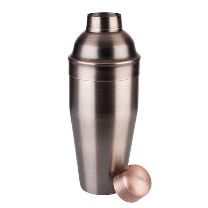 Cocktailshaker aus Edelstahl, geschlossen.