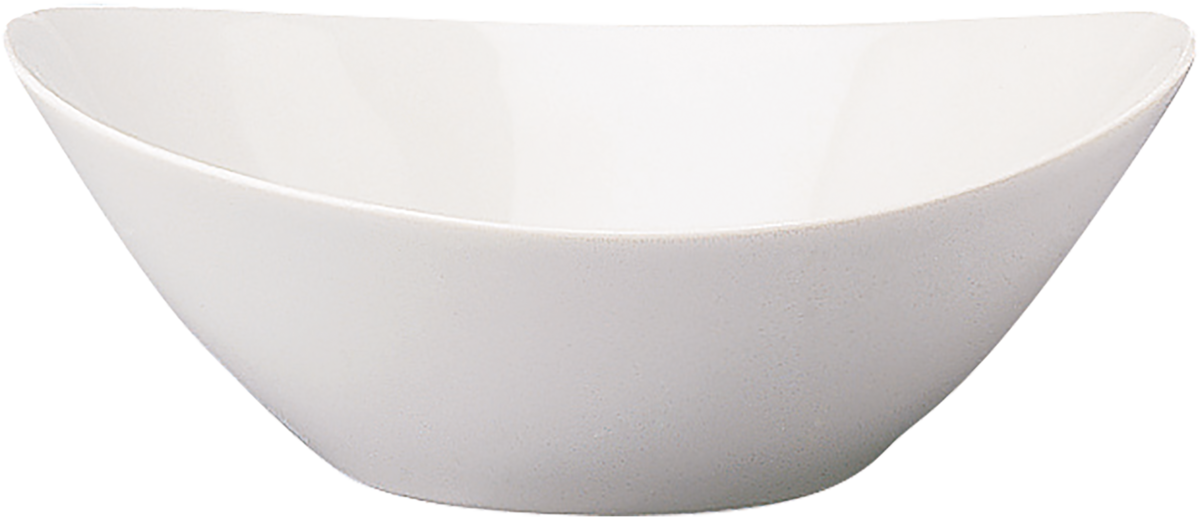 Weiße, ovale Schale aus Porzellan.
