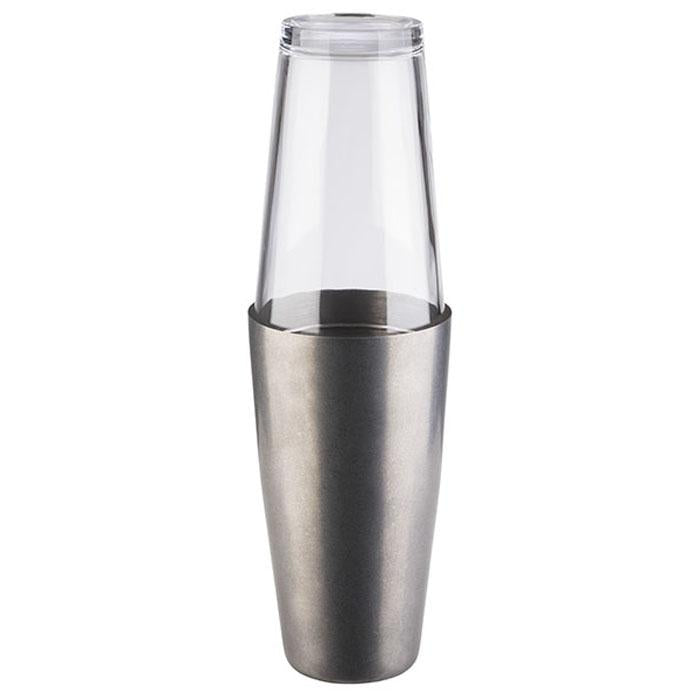 Shaker mit aufgesetztem Glas.