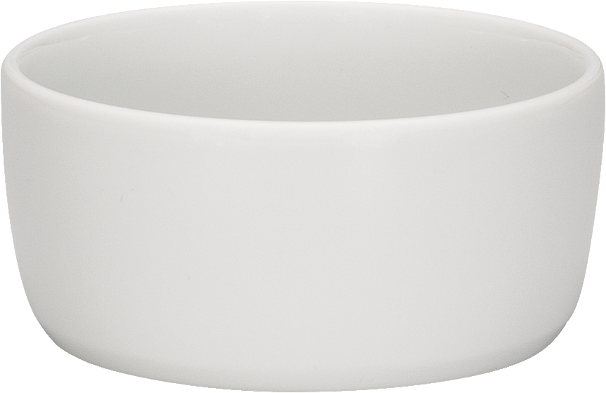 Weiße Porzellanschale, schlichtes Design.