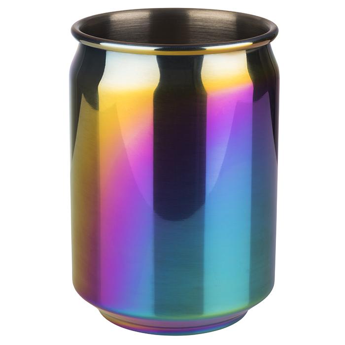 Metallbecher mit Regenbogenfarben.