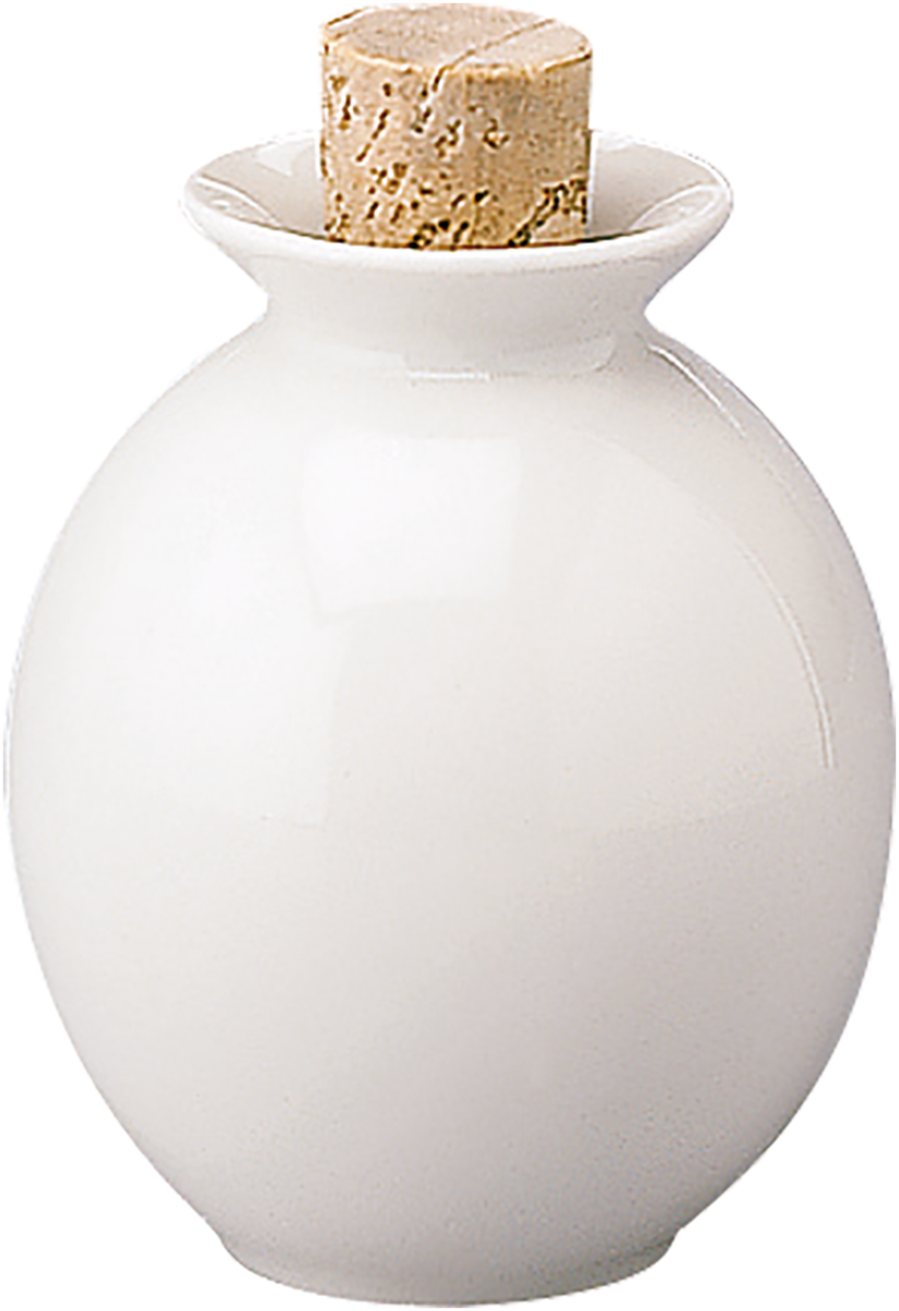 Weiße Flasche mit Korken.